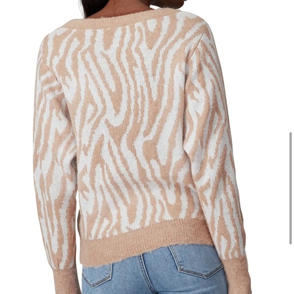 Rebecca Taylor NYC Merino Wool Tiger Stripe Sweater Camel Zebra Print - Picture 2 of 6